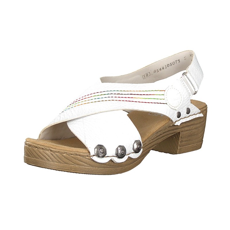 Sandalia Salto Alto Rieker V6869-81 Para Mulher - Branco